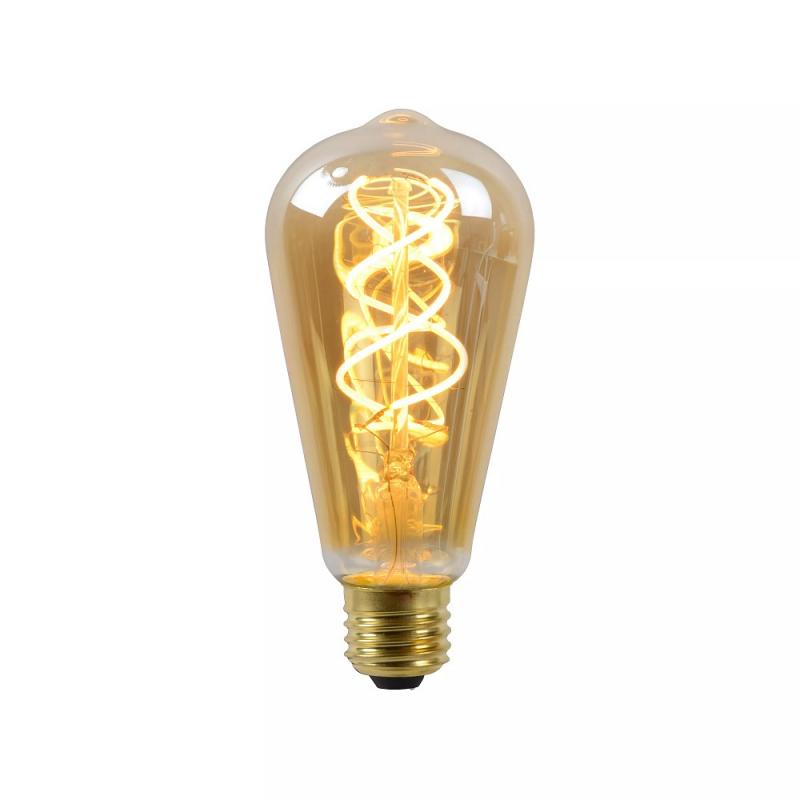 Lucide ST64 LED Glühfadenlampe Ø6,4cm E27 4,9W 2200K Amber dimmbar Vintage