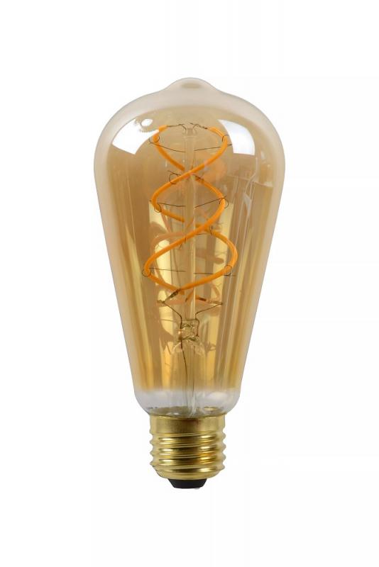 Lucide ST64 LED Glühfadenlampe Ø6,4cm E27 4,9W 2200K Amber dimmbar Vintage