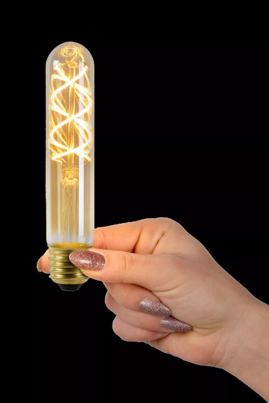 Lucide T32 LED Glühfadenlampe Ø3cm E27 4,9W 2200K Amber dimmbar Rohrform