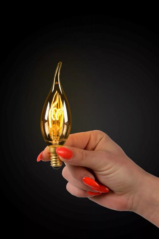 Lucide CT35 E14 LED Filament 3W 2200K 165 lm dimmbar Amber – kompakte Vintage-Kerzenlampe