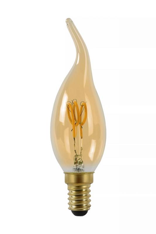 Lucide CT35 E14 LED Filament 3W 2200K 165 lm dimmbar Amber – kompakte Vintage-Kerzenlampe