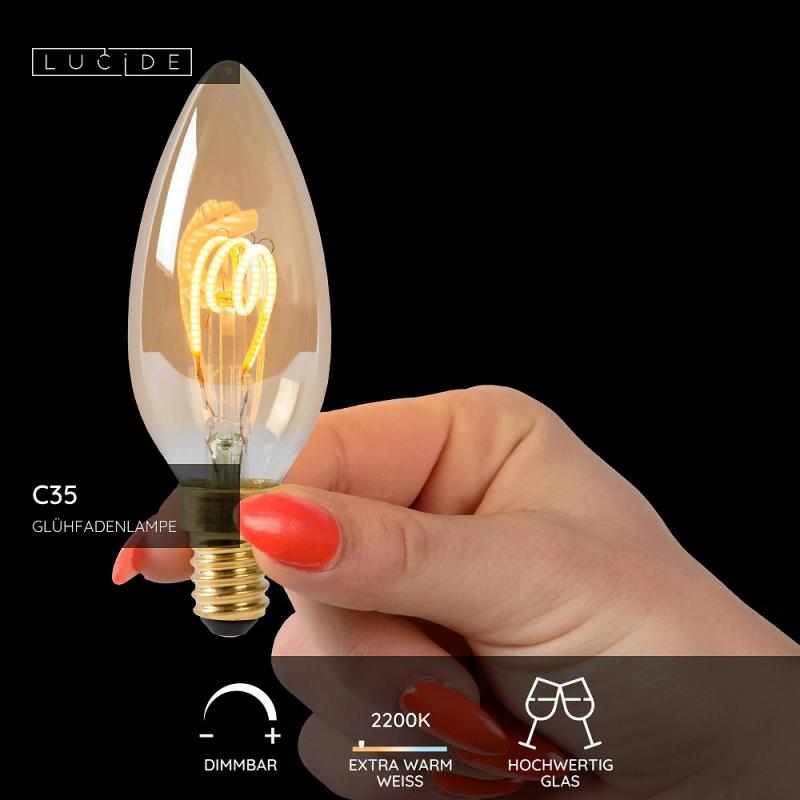 Lucide LED FILAMENT C35 E14 3W 2200K DIMMBAR