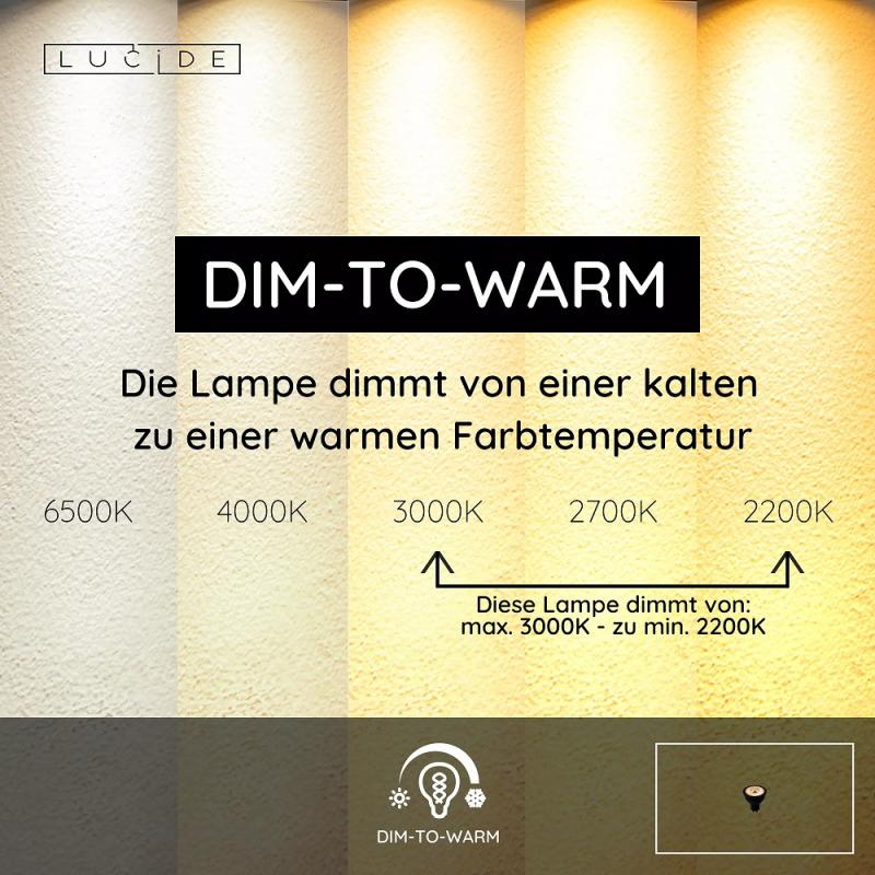  Lucide MR16 - Led Lampe - Ø 5 cm - LED Dim to warm - GU10 - 1x5W 2200K/3000K - Schwarz CRI 95