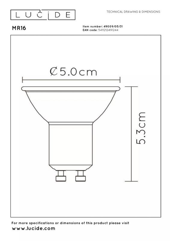  Lucide MR16 - Led Lampe - Ø 5 cm - LED Dim to warm - GU10 - 1x5W 2200K/3000K - Weiß