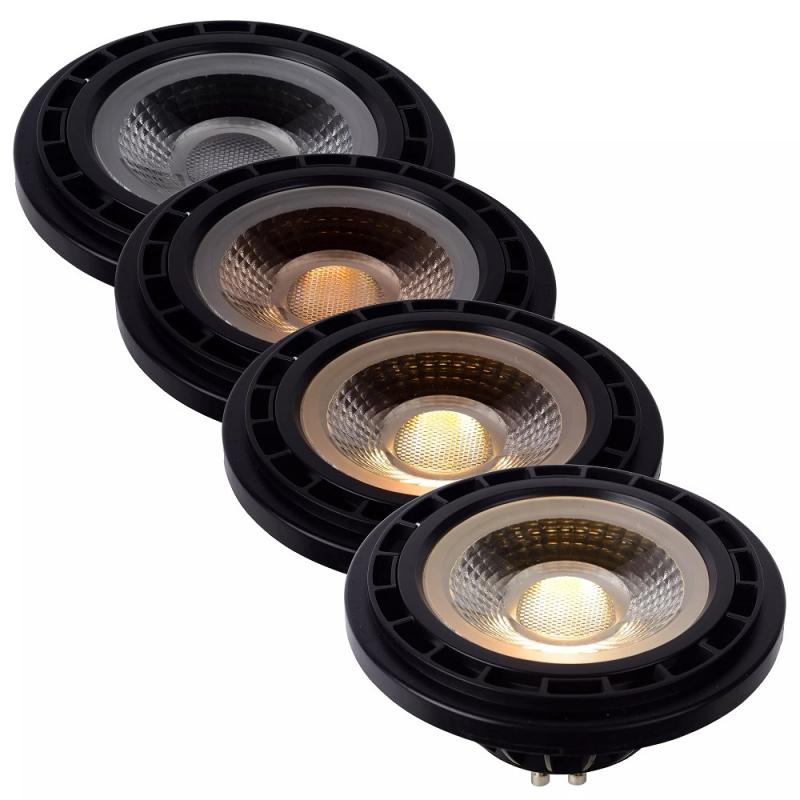 Lucide ES111 GU10 LED 12W 2200K–3000K 820 lm Dim-to-Warm Schwarz – leistungsstarkes LED-Leuchtmittel für stimmungsvolles Licht