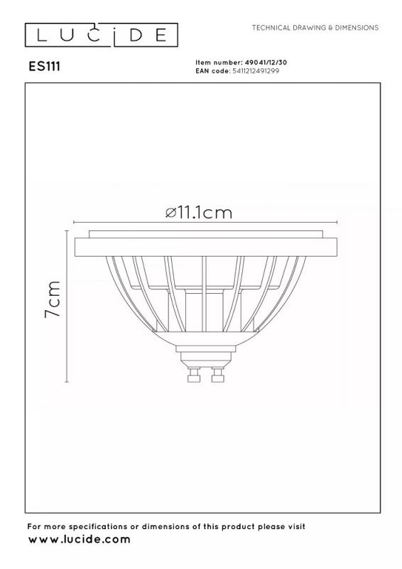Lucide ES111 GU10 LED 12W 2200K–3000K 820 lm Dim-to-Warm Schwarz – leistungsstarkes LED-Leuchtmittel für stimmungsvolles Licht