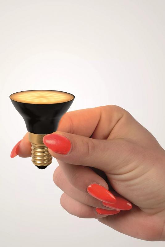 Lucide G45 LED Lampe E14 5W 2700K 3-StepDim Schwarz modern Ø4,3cm