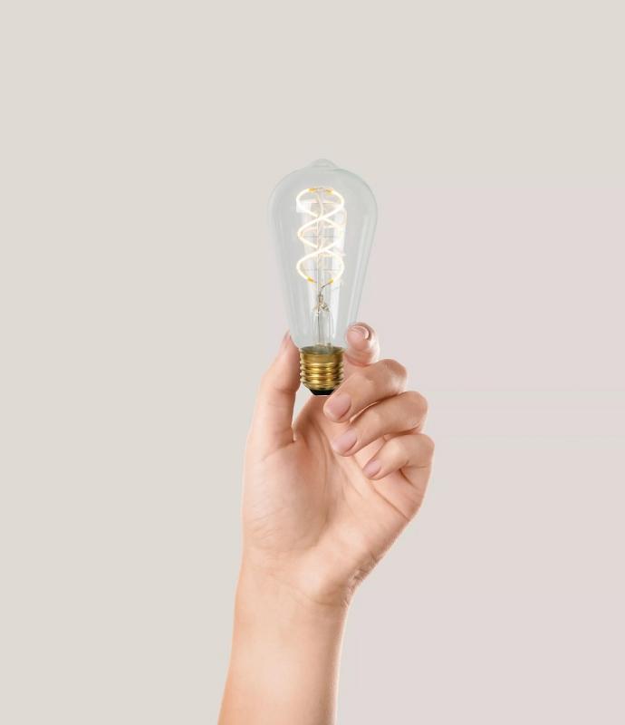 LUCIDE ST64 E27 4,9W wie 40W – 450lm 2700K Warmweiß dimmbar transparent