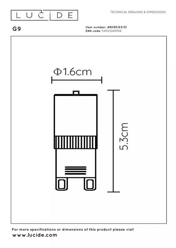 Lucide G9 LED Lampe 3,5W 2700K 350lm dimmbar Ø1,6cm