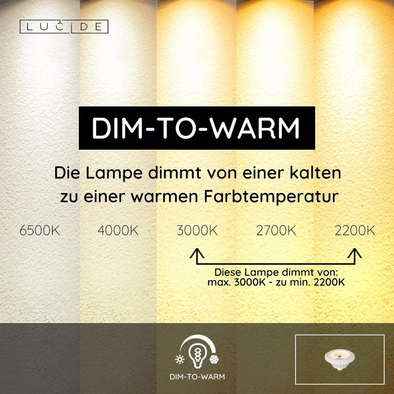 Lucide ES111 LED GU10 12W 2200–3000K Dim to Warm Weiß 820lm