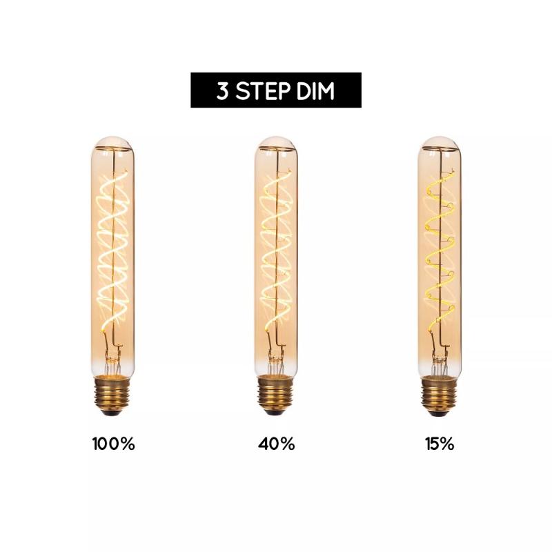 Lucide T32 LED Glühfadenlampe Ø3,2cm E27 4,9W 2200K Amber 3-StepDim (Memory)
