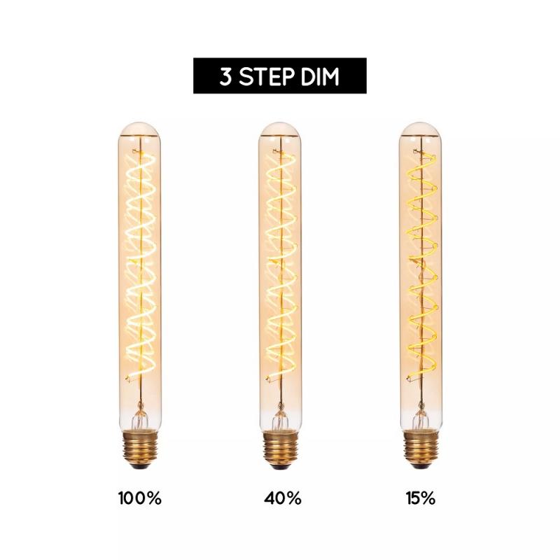 Lucide T32 E27 LED Filament 4,9W 2200K 450 lm 3-StepDim Amber mit Memory – dekorative Vintage-Glühfadenlampe