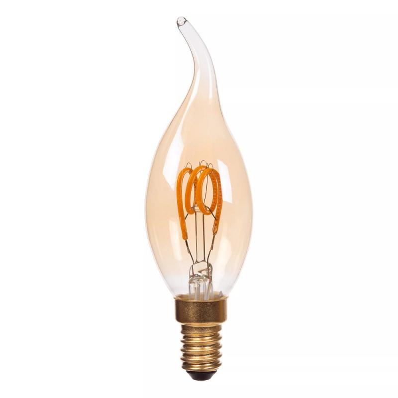 Lucide CT35 E14 LED Filament 3W 2200K 190 lm 3-StepDim Amber mit Memory – kompakte Vintage-Kerzenlampe