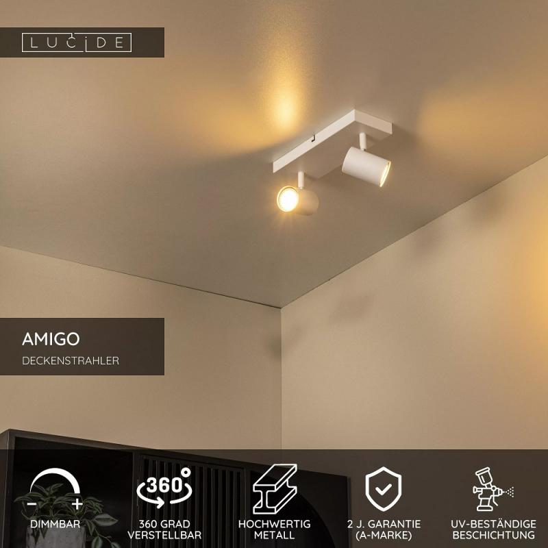 Lucide AMIGO - Deckenstrahler 2xGU10 Weiß