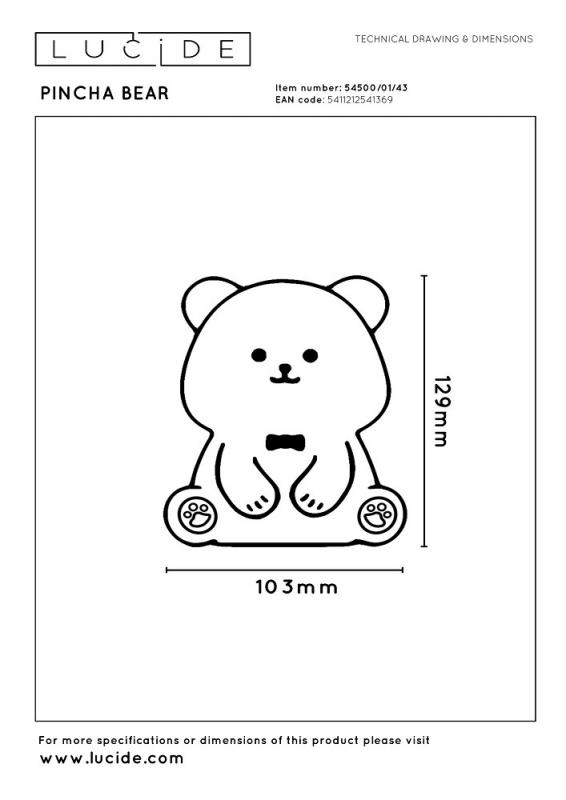 Lucide PINCHA BEAR – Wiederaufladbare Nachtlampe Kinderzimmer