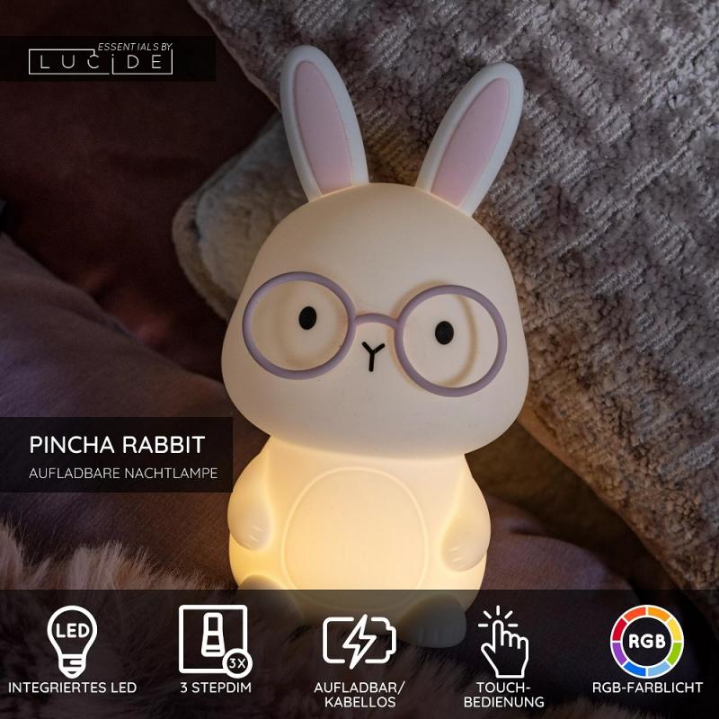 Lucide PINCHA RABBIT – Wiederaufladbare Nachtlampe Kinderzimmer