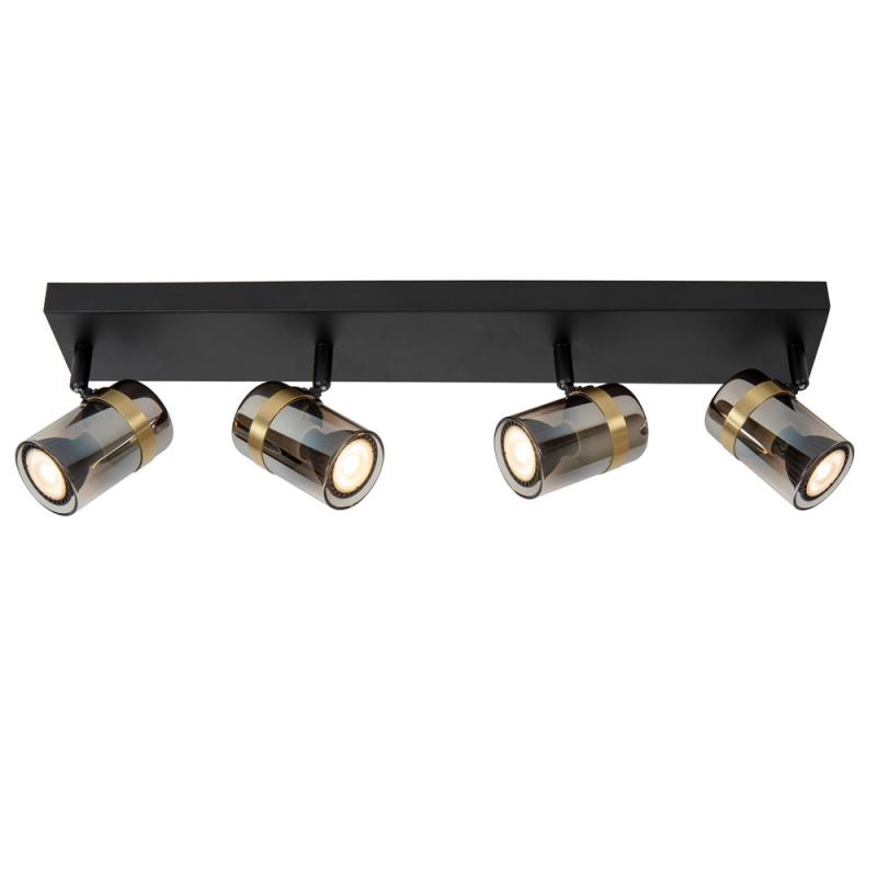 Lucide Deckenleuchte Upton 4-flammig aus Rauchglas dreh- und schwenkbar für 4 x GU10 Leuchtmittel