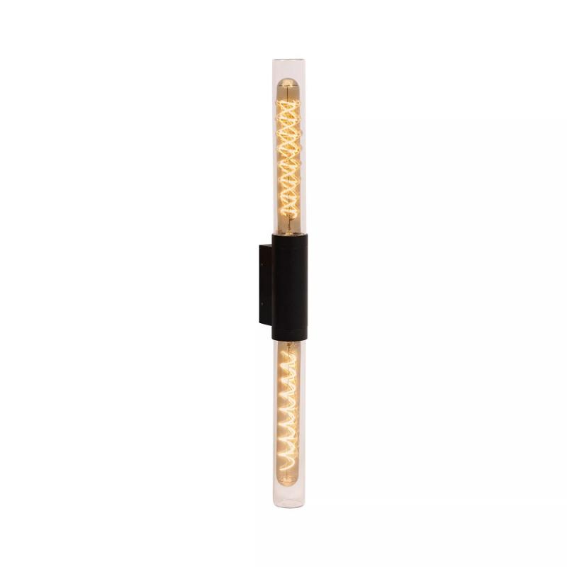 Lucide PILAR Wandleuchte Innen/Außen Schwarz E27 2x IP54 Glas Essential