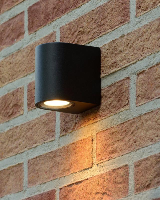 Lucide ZARO – Wandstrahler / Wandleuchte Innen & Außen – 1x GU10 – IP44 – Schwarz