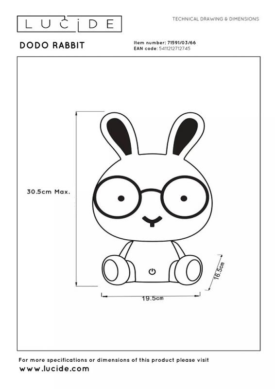 Lucide DODO RABBIT – Nachtlampe Kinderzimmer