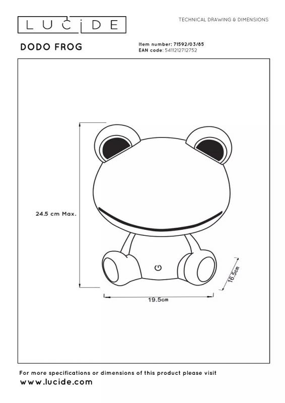 Lucide DODO FROG – Nachtlampe Kinderzimmer
