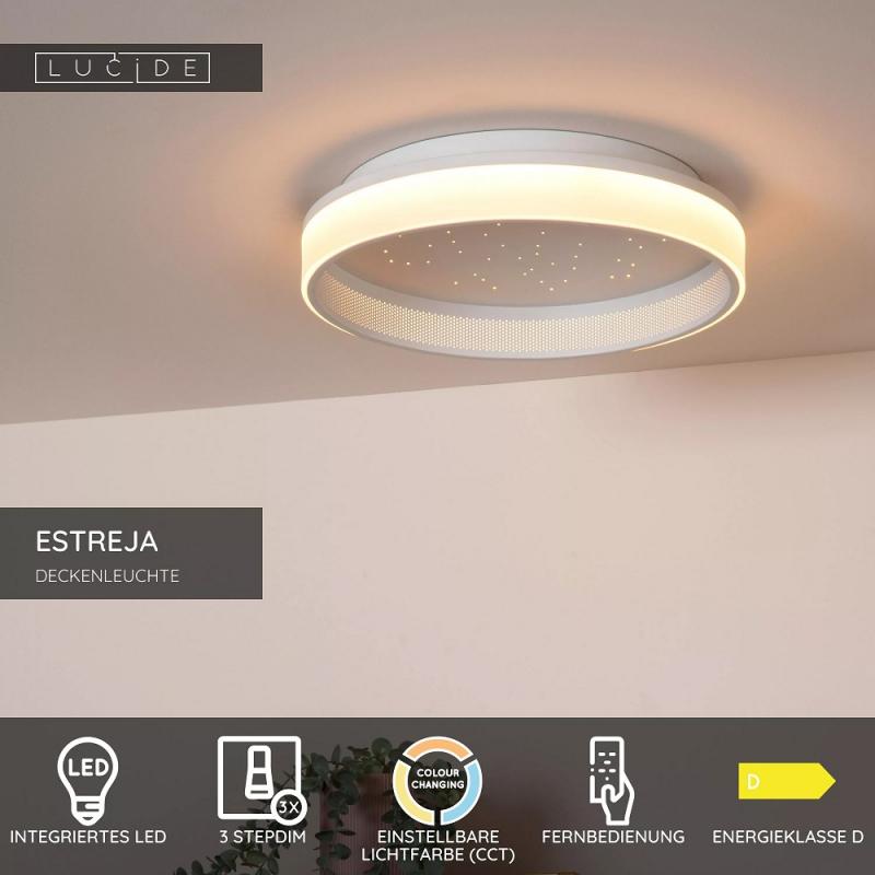 Lucide ESTREJA - LED Deckenleuchte Ø 40 cm 3-StepDim CCT 2500K–3000K Weiß
