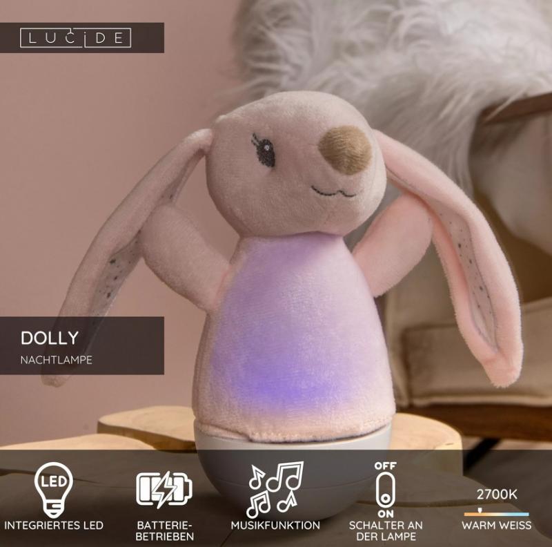 Lucide DOLLY Nachtlicht Kinderzimmer LED 2700K Musikfunktion Rosa