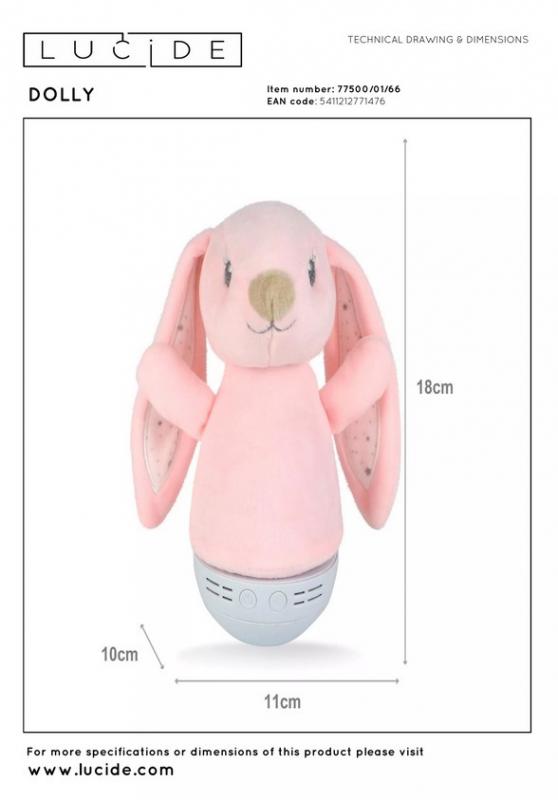 Lucide DOLLY Nachtlicht Kinderzimmer LED 2700K Musikfunktion Rosa
