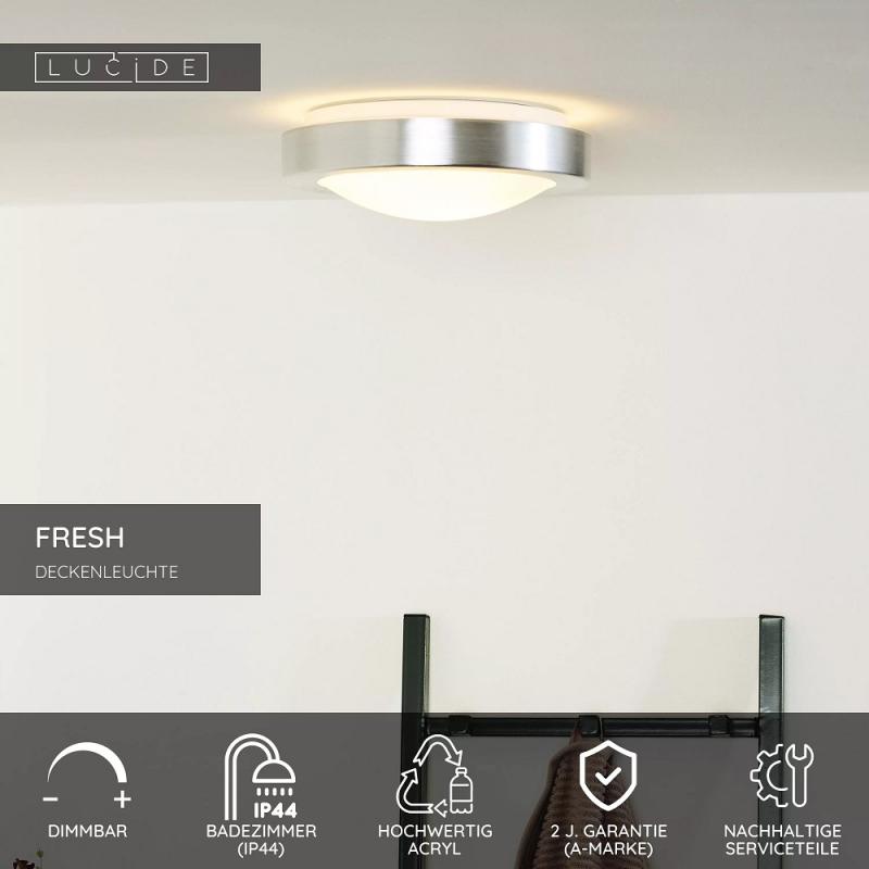 Lucide FRESH Deckenleuchte Badezimmer Ø27 cm E27 IP44 Chrom Matt Modern