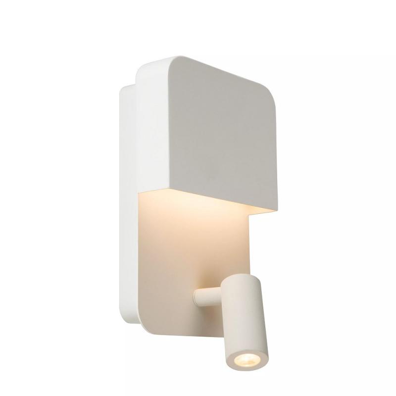 Lucide BOXER Bettleuchte / Wandleuchte LED 3000K Weiß mit USB-Ladepunkt