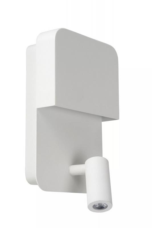 Lucide BOXER Bettleuchte / Wandleuchte LED 3000K Weiß mit USB-Ladepunkt