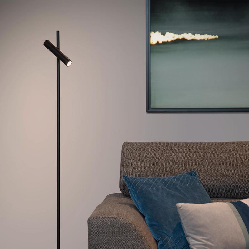 Lucide PHILON Stehlampe mit Leselampe LED Ø23cm 4,5W 3000K Schwarz dimmbar Touch