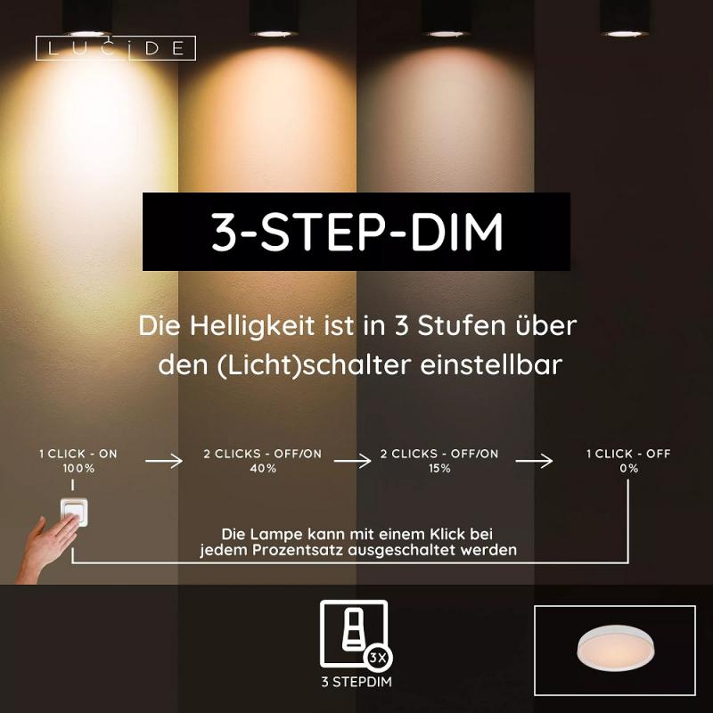 Lucide NURIA LED Deckenleuchte Ø50 cm 3-StepDim Weiß