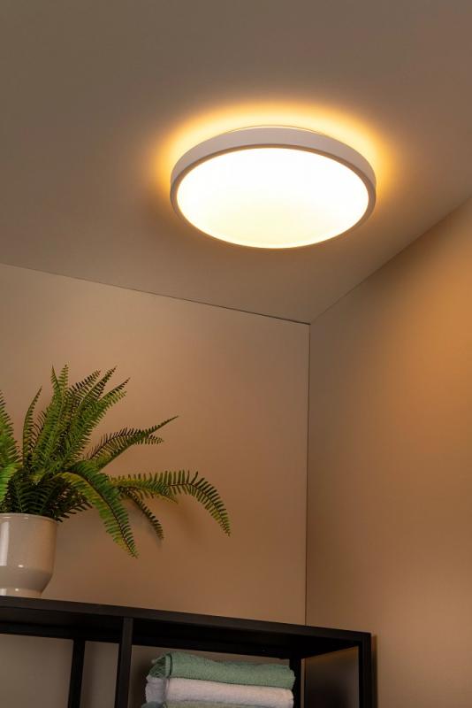 Lucide DASHER - Deckenleuchte Badezimmer - Ø 41 cm - LED - 1x24W 2700K - IP44 - Bewegungssensor - Weiß