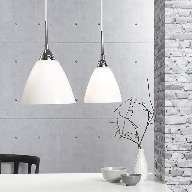 NORDLUX Weiße Pendelleuchte 14cm mit Opalfarbenem Glas Stoffkabel