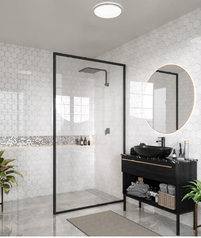 Aktion: Nur noch angezeigter Bestand verfügbar - Ultradünne sehr moderne runde Deckenleuchte Bad Leuchte 42cm dimmbar weiß IP54