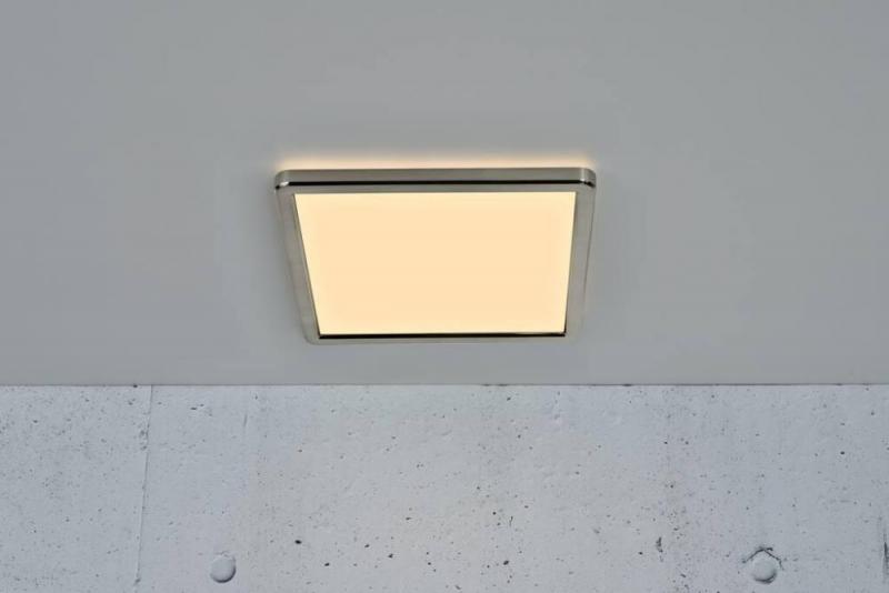 Eckige Flache LED-Deckenleuchte schaltbar nickel