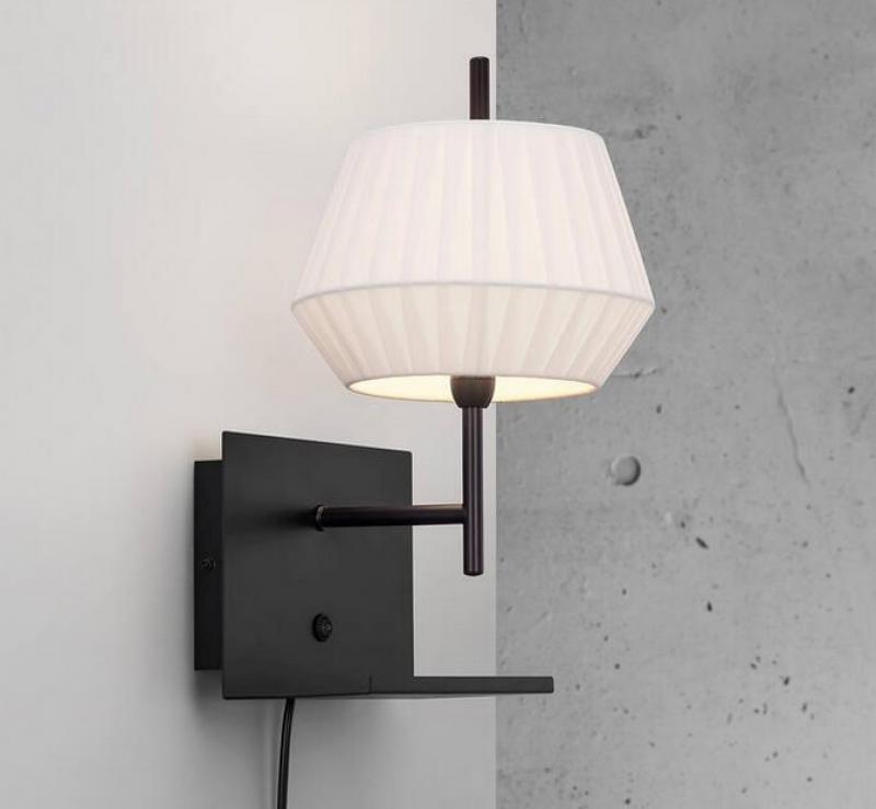 Nordlux Dicte Wandleuchte für Innen Weiss mit Baumwoll Lampenschirm