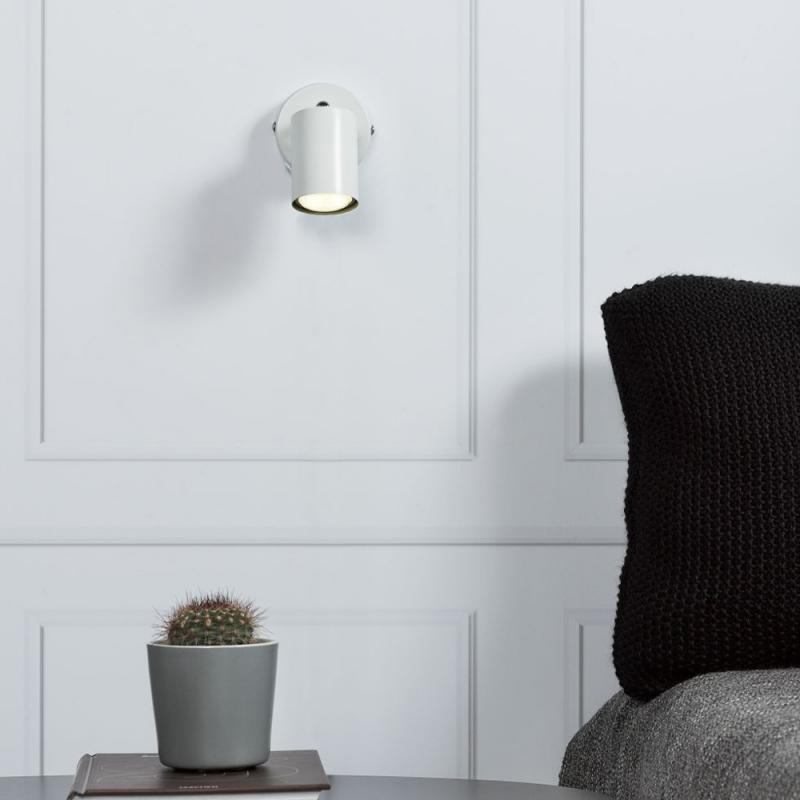 Weißer LED-Strahler Explore mit zylindrischem Metallschirm