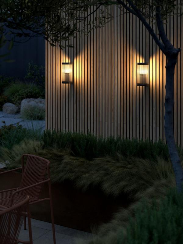 Nordlux Coupar moderne Wandleuchte Schwarz dimmbar Spritzwasser geschützt klassisches Modell