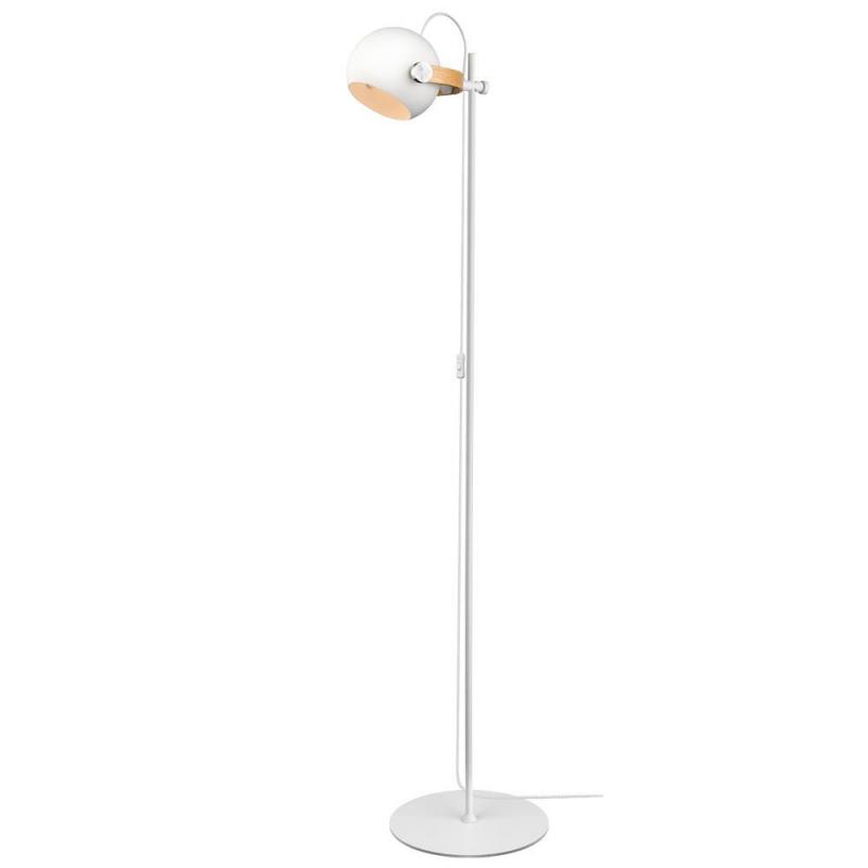 Halo Design 1-flammige Stehleuchte DC Weiß & Eiche 150cm mit verstellbarem Lampenkopf