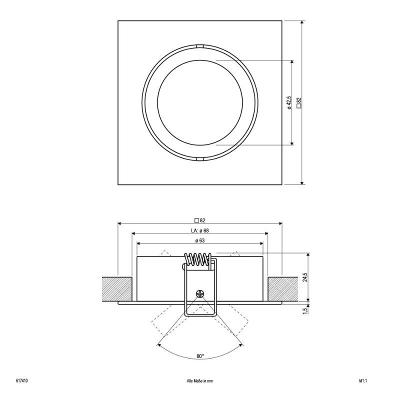 EVN Decken-Einbaustrahler für GU5.3 Leuchtmittel quad. schwenkbar EDS IP20 12V EinbauØ68