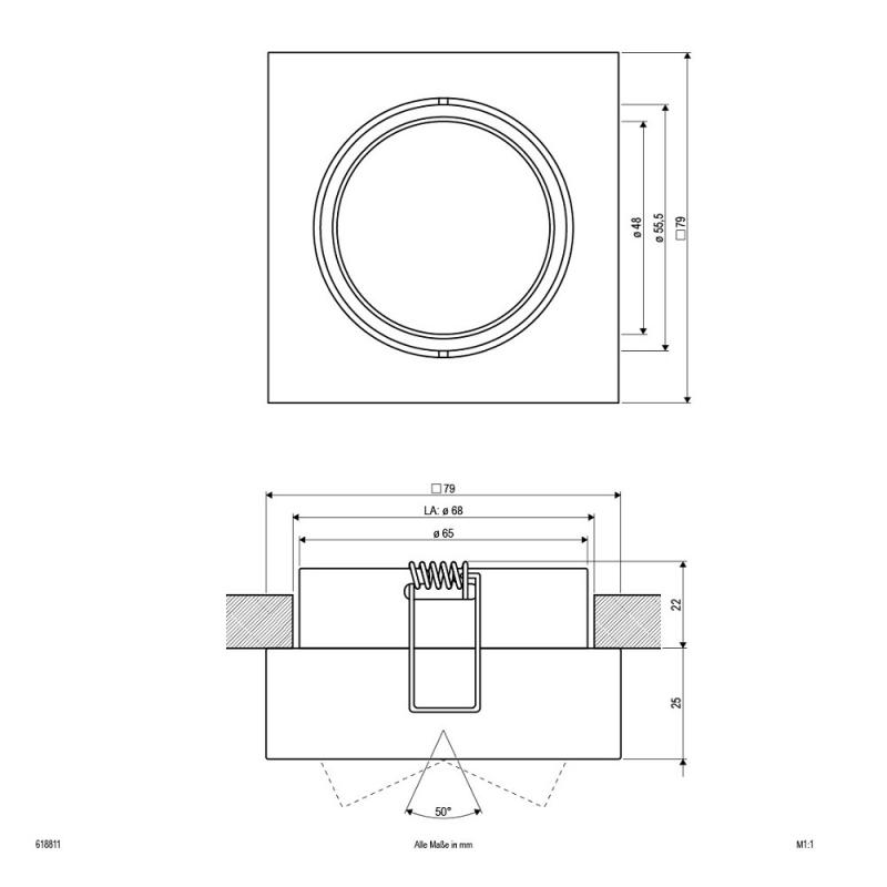 EVN Decken-Einbaustrahler für GU5.3 Leuchtmittel quad. schwenkbar chrom IP20 12V EinbauØ68