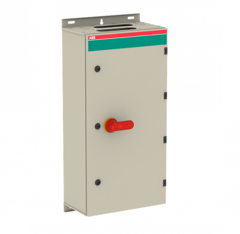 ABB OT400DLCC3AZ Sicherheitsschalter im Stahlblechgehäuse 3-polig 220 kW 400 V mit rot-gelbem Griff, IP65 Einführung oben und unten