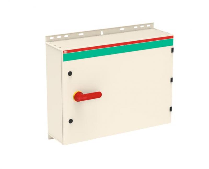 ABB OT200KAUR6AZ Sicherheitsschalter im Stahlblechgehäuse 6-polig 110 kW 400 V mit rot-gelbem Griff, IP65 Einführung unten