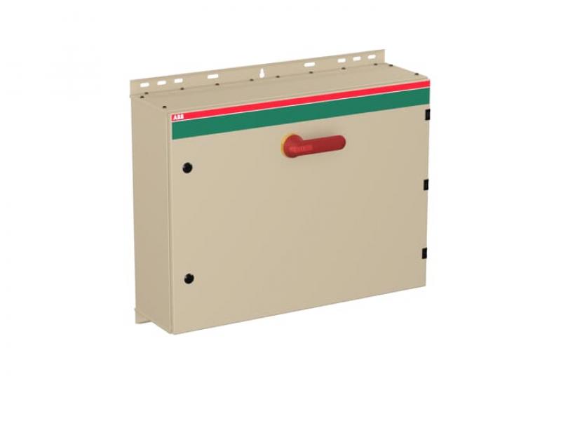 ABB OT200KAUC6AZ Sicherheitsschalter im Stahlblechgehäuse 6-polig 110 kW 400 V mit rot-gelbem Griff, IP65 Einführung unten