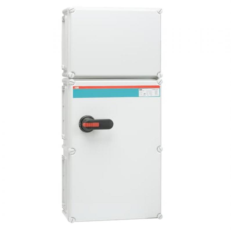 ABB OT400DFCC4T Sicherheitsschalter im Kunststoffgehäuse 4-polig 220 kW 400 V mit schwarzem Griff, IP65 Einführung oben und unten