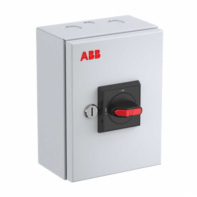 ABB OT16ETMM6TE EMV-Sicherheitsschalter im Stahlblechgehäuse 6-polig 7,5 kW 400 V mit schwarzem Griff, IP65 Einführung oben und unten