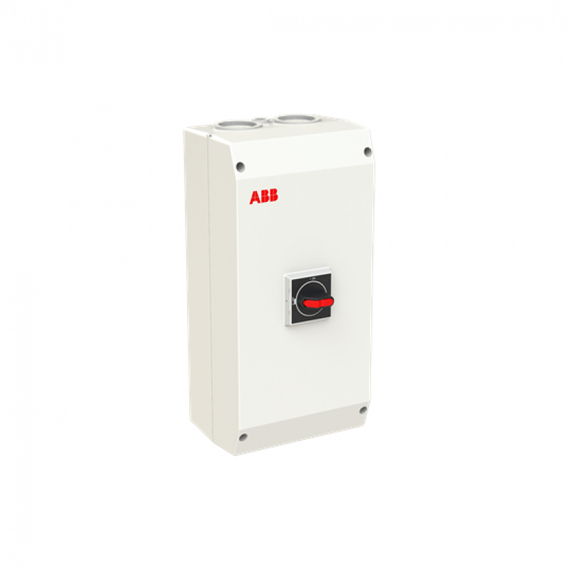 ABB OTP75T4M Sicherheitsschalter im Kunststoffgehäuse 4-polig 37 kW 400 V mit schwarzem Griff, IP65 Einführung oben und unten