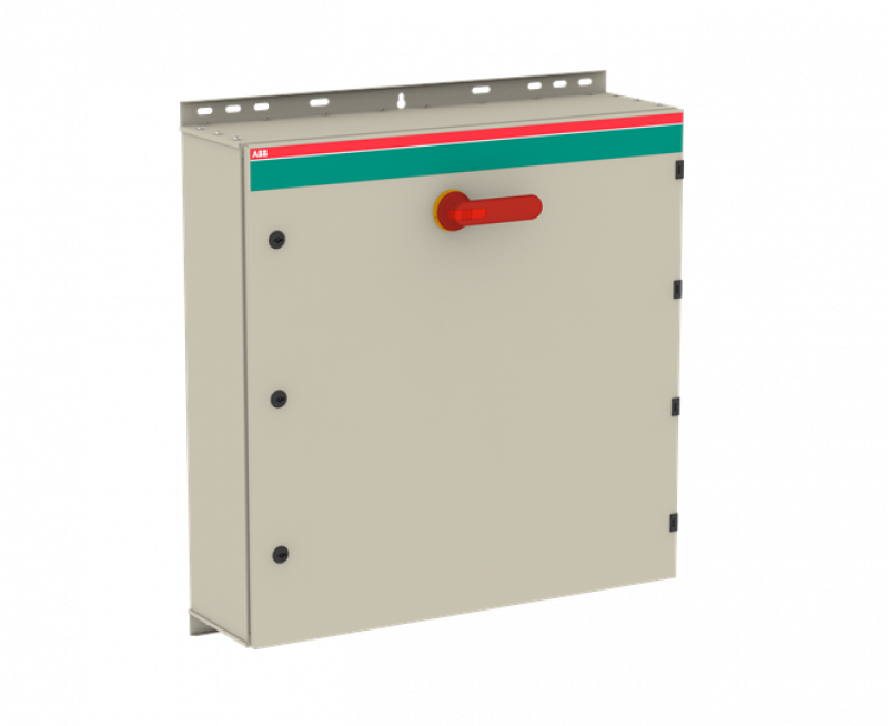 ABB OT800EAUC3AZ Sicherheitsschalter im Stahlblechgehäuse 3-polig 400 kW 400 V mit rot-gelbem Griff, IP65 Einführung unten